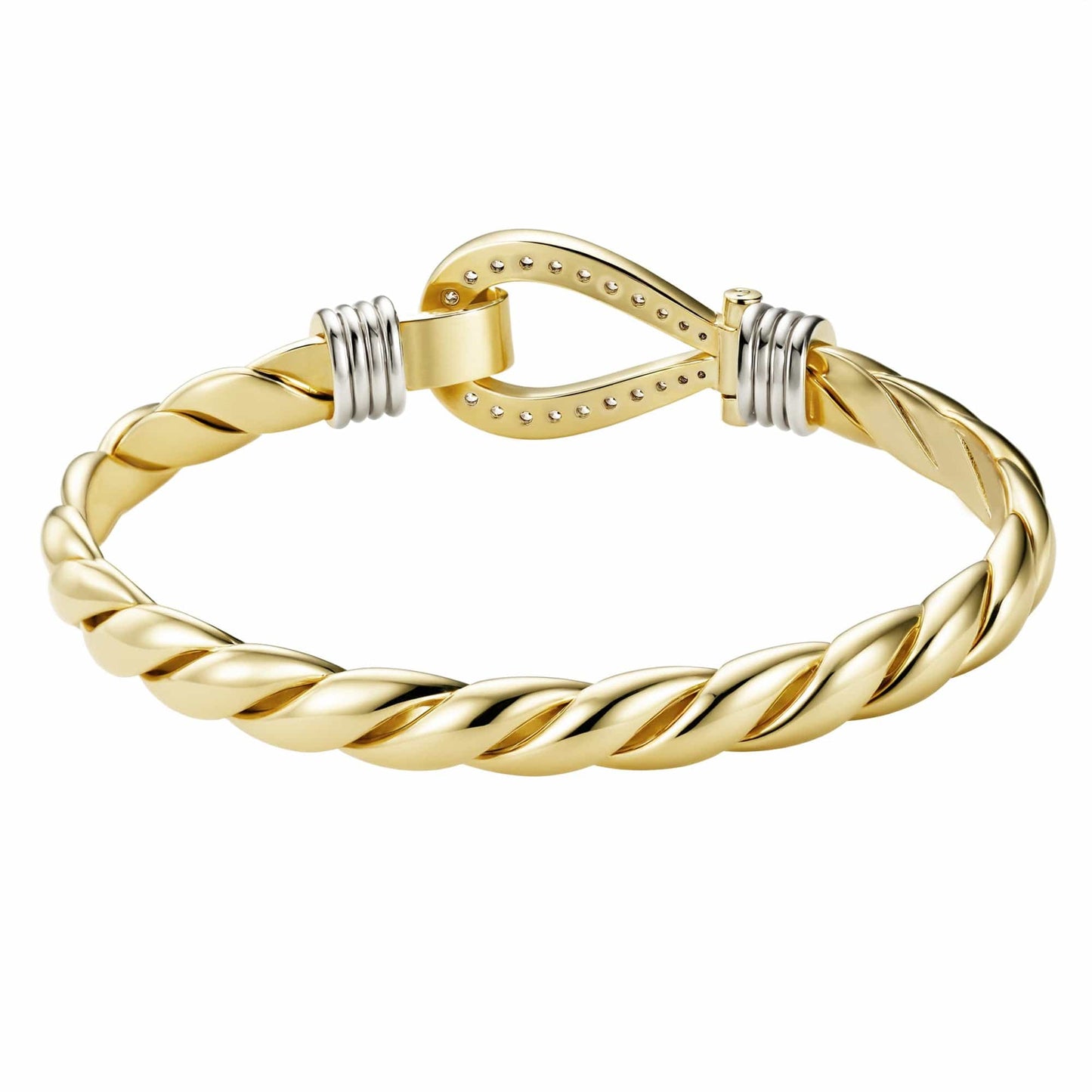 Best-Selling Bangle Bracelets 7" to 8" / Gold Diamond Single Hook Bangle 7mm - Gold