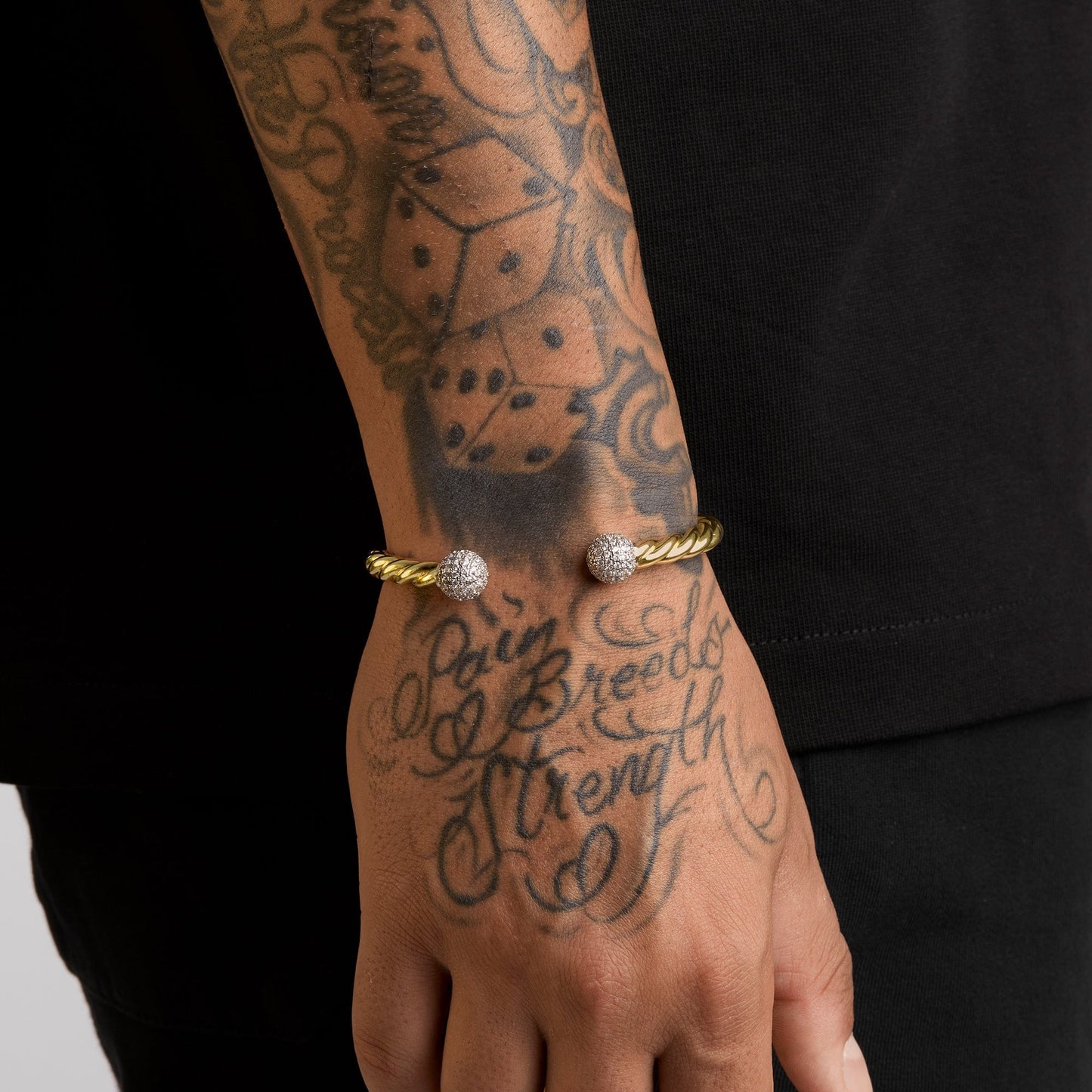 Perfect for Stacking Bracelets Gold / 7" to 8" Twisted Diamond Ball Torque Bangle 5mm - Gold