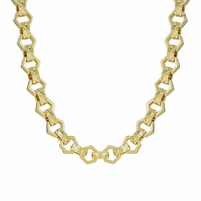 Hexagon Belcher Chain 8mm - Gold (Albert Clasp)