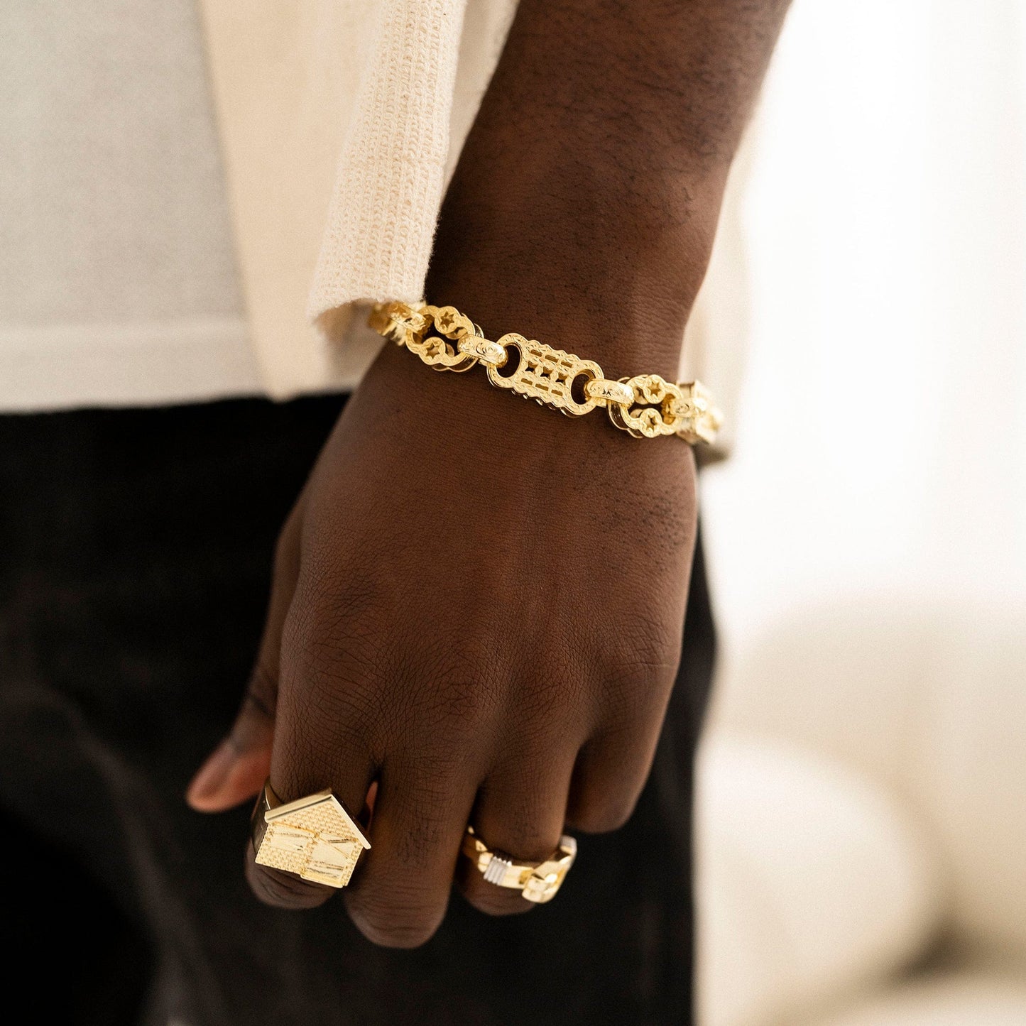 Signature Style Bracelets Stars & Bars Bracelet 13mm - Gold (Albert Clasp)
