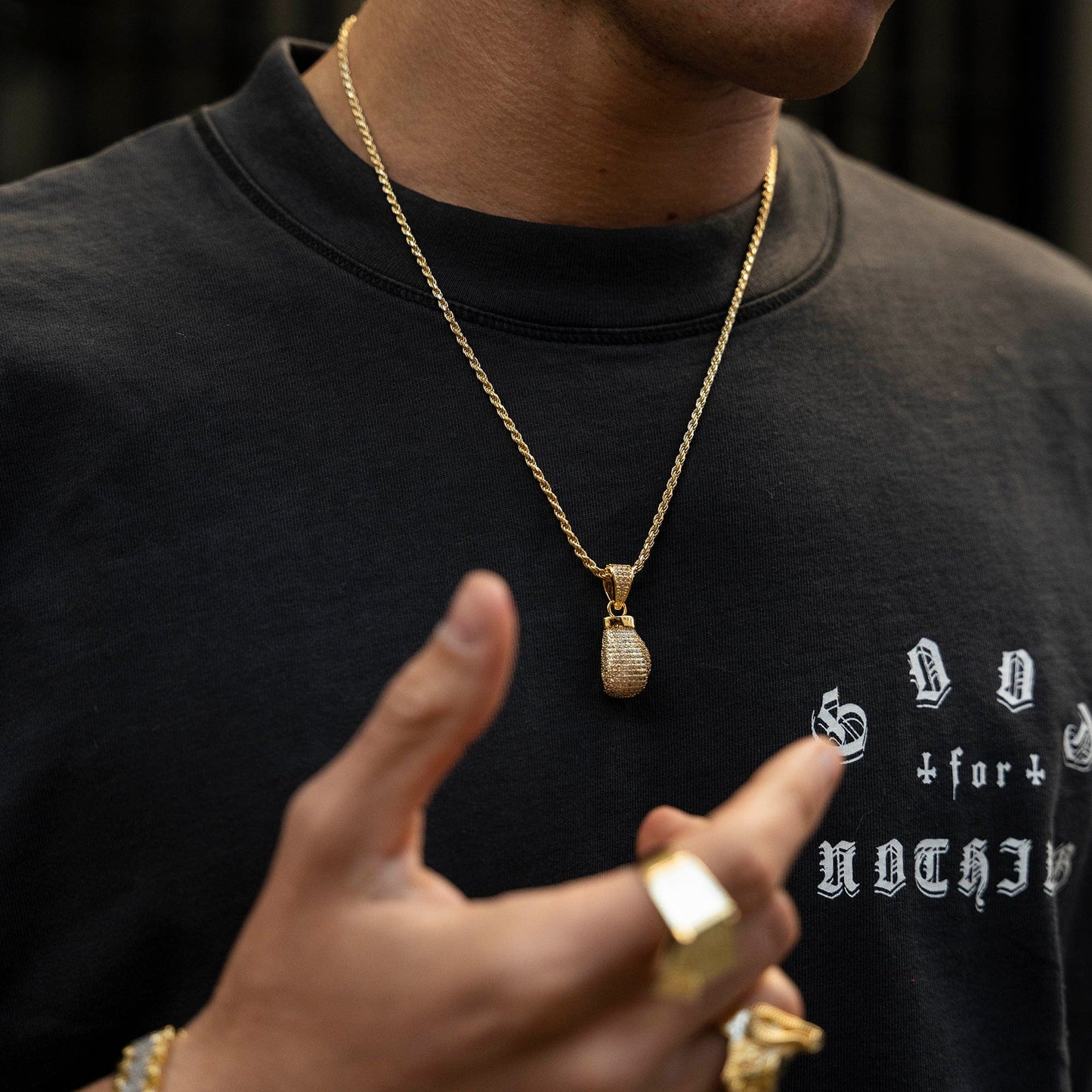 Add a Chain to Save Diamond Boxing Glove Pendant - Gold