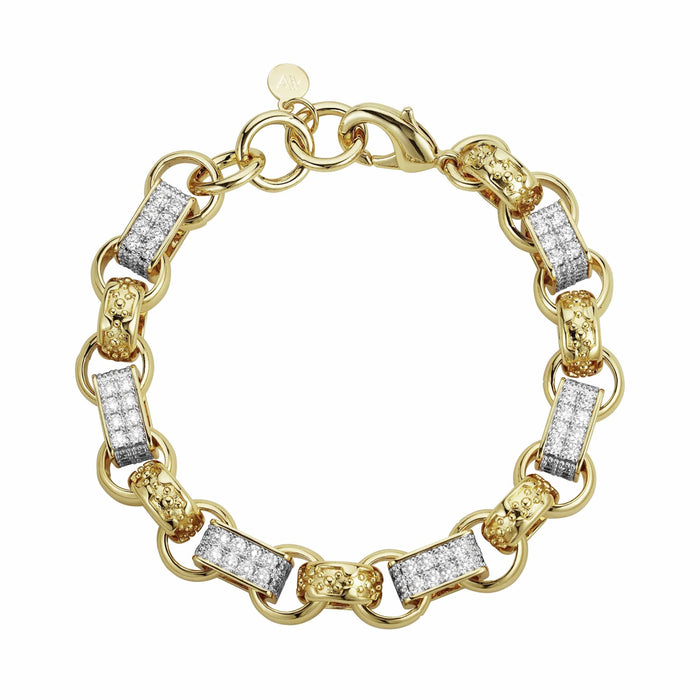 Diamond Gypsy Link Bracelet 13mm - Gold (Two Tone)