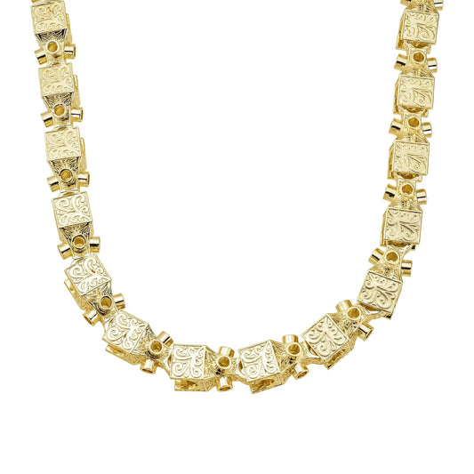 solid Italian-made Bracelets 24" / Gold Patterned Lego Chain 12mm - Gold (Albert Clasp)