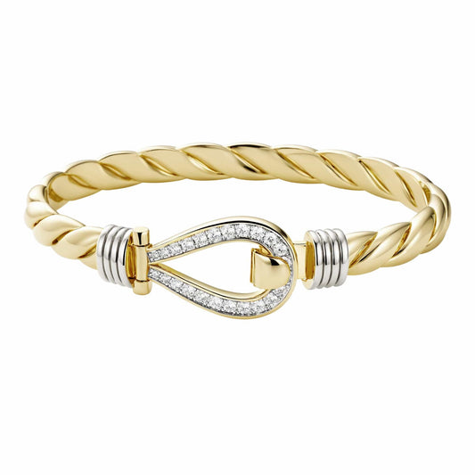 Best-Selling Bangle Bracelets 7" to 8" / Gold Diamond Single Hook Bangle 7mm - Gold