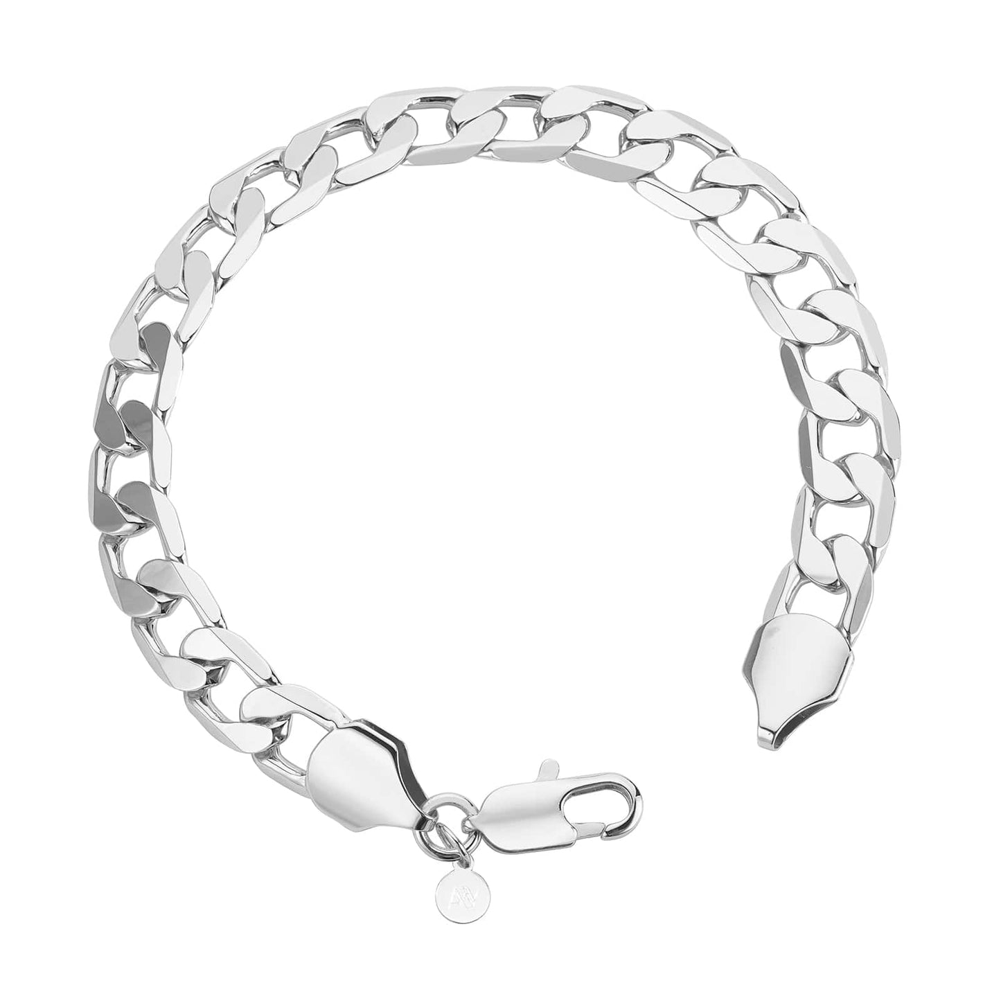 White Gold Dipped Bracelets 8 inches / 18K White Gold Curb Bracelet 12mm - White Gold