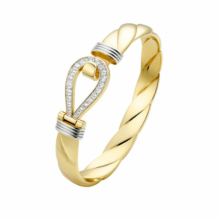 Diamond Single Hook Bangle 13mm - Gold