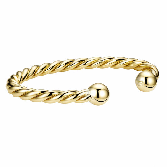 Perfect for Stacking Bracelets Twisted Ball Torque Bangle 5mm - Gold