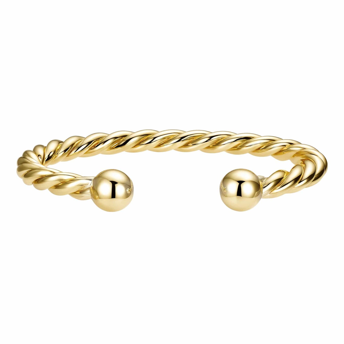 Perfect for Stacking Bracelets Twisted Ball Torque Bangle 5mm - Gold