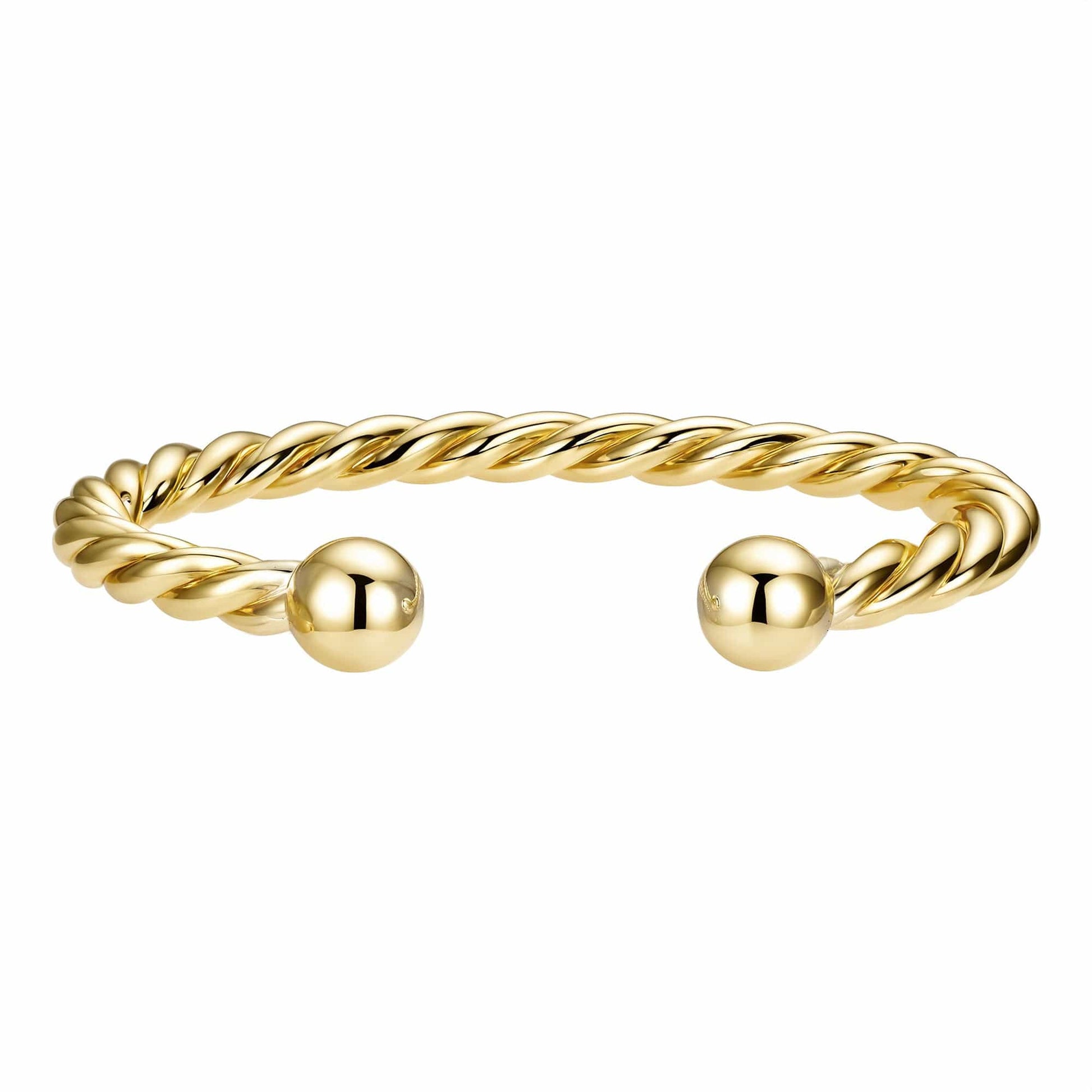 Perfect for Stacking Bracelets Twisted Ball Torque Bangle 5mm - Gold