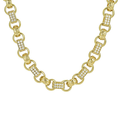 Gold Dipped, CZ Diamonds Diamond Gypsy Link Chain 13mm - Gold