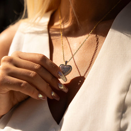 Love in Two-Toned Elegance Diamond Heart Pendant - Gold (Two Toned)