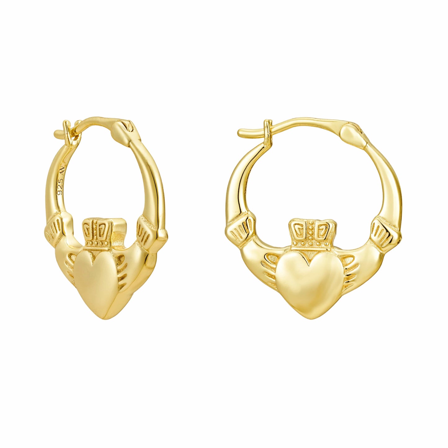 A Timeless Symbol of Love Earrings Gold Claddagh Heart & Crown Earrings - Gold