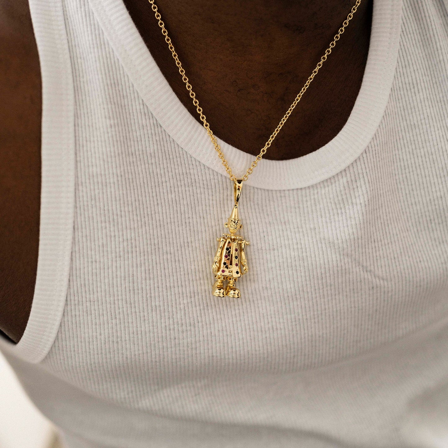 Add a Chain to Save Emerald Clown Pendant - Gold
