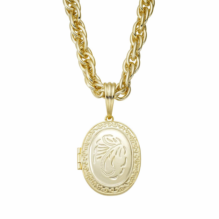 Vintage Floral Oval Locket - Gold